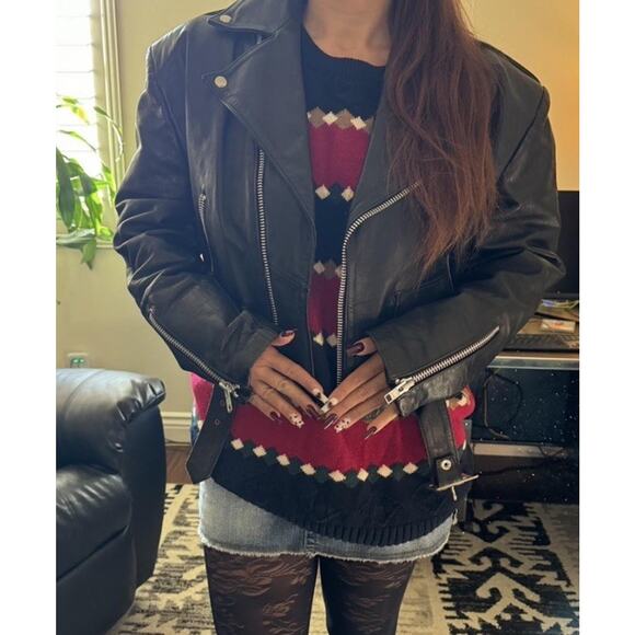 Vintage 80s cropped Espinoza’a Leather Motorcycle Leather Jacket size 46 - Picture 10 of 11